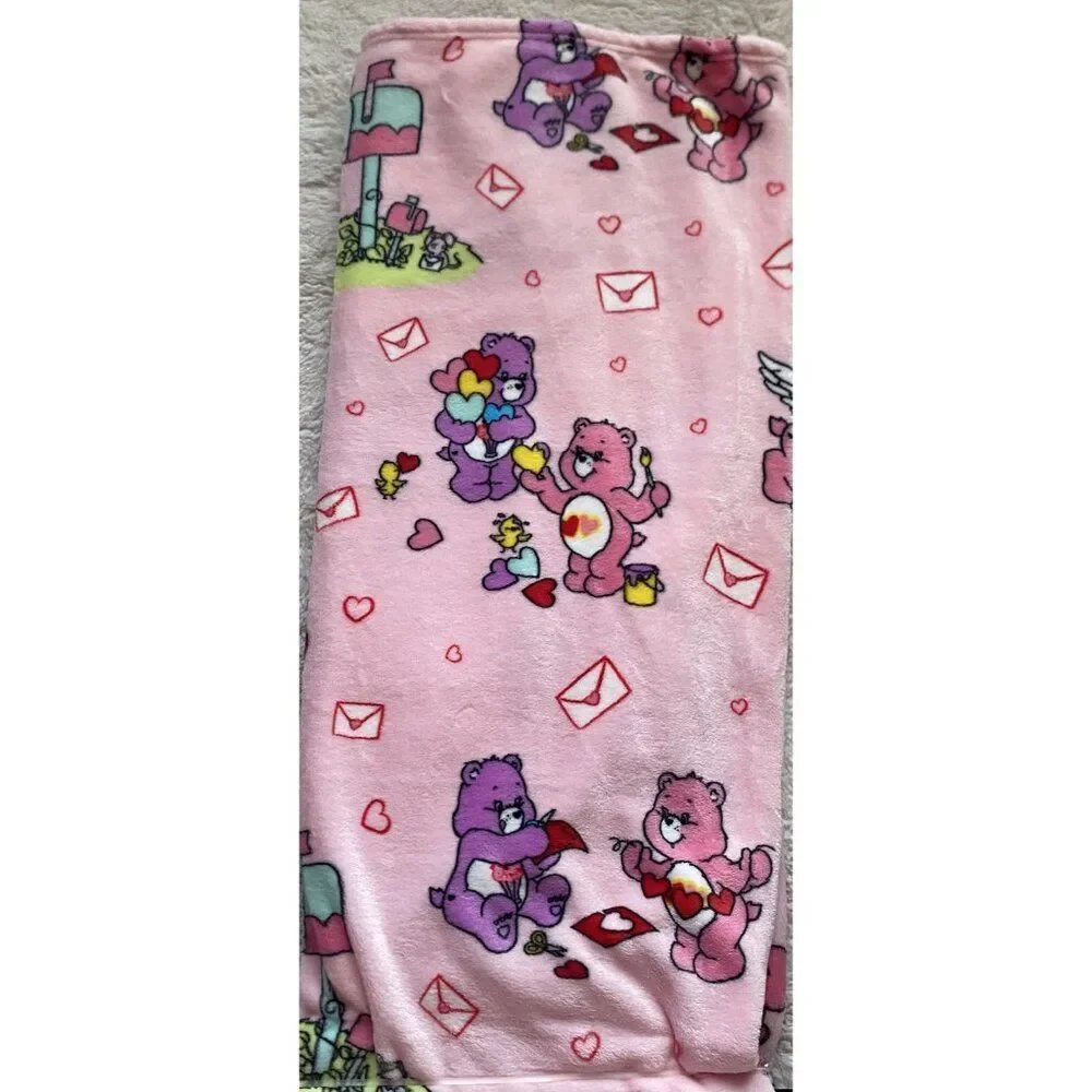 Care Bears Love A Lot Bear Throw Blanket 50 X 70”‎ Valentines Love Letters NEW
